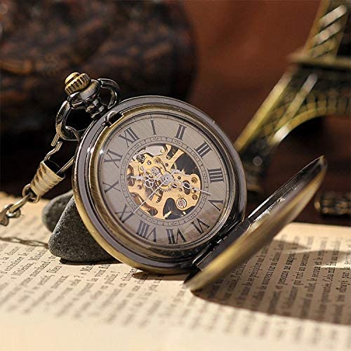 Pocket Watch Special Magnifier Mechanical Hand Wind Half Hunter Roman Numerals Antique