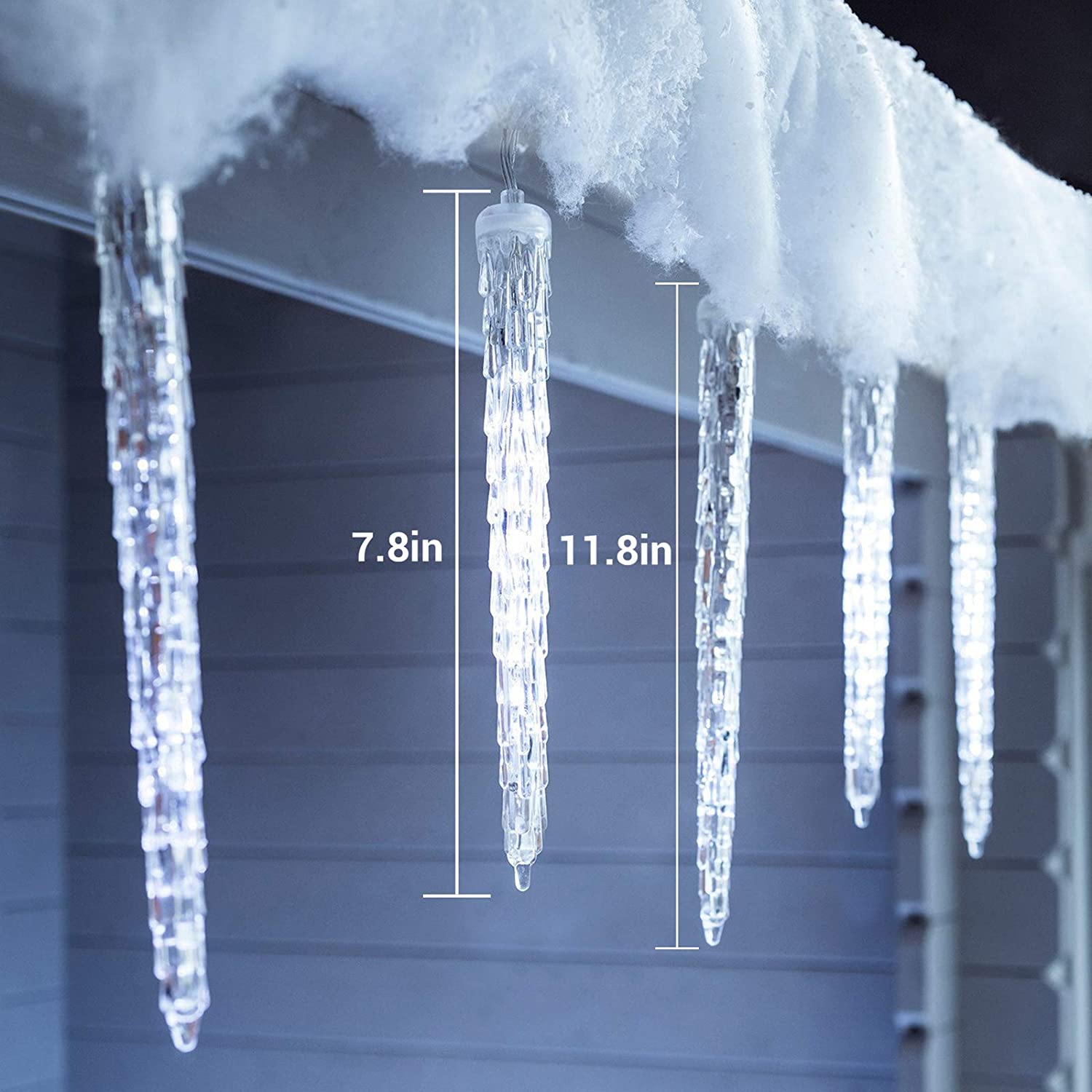 Christmas Icicle Lights Outdoor, 20-Count 90 LED Icicle Fairy Lights Waterproof, Outdoor Christmas Decorative Icicle Lights, Cool White LED Mains