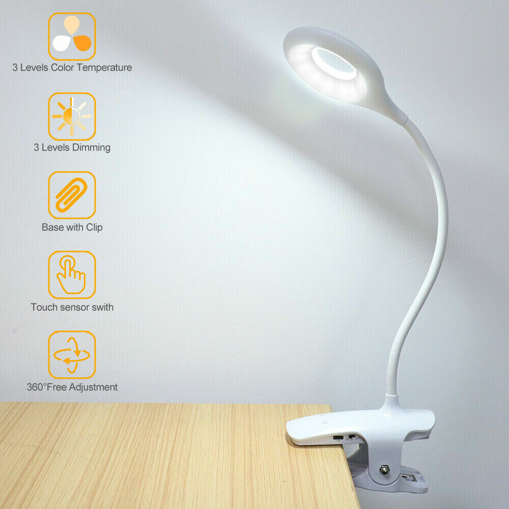 Dimmable USB Rechargeable LED Study Night Light Table Desk Bedside Reading Lamp