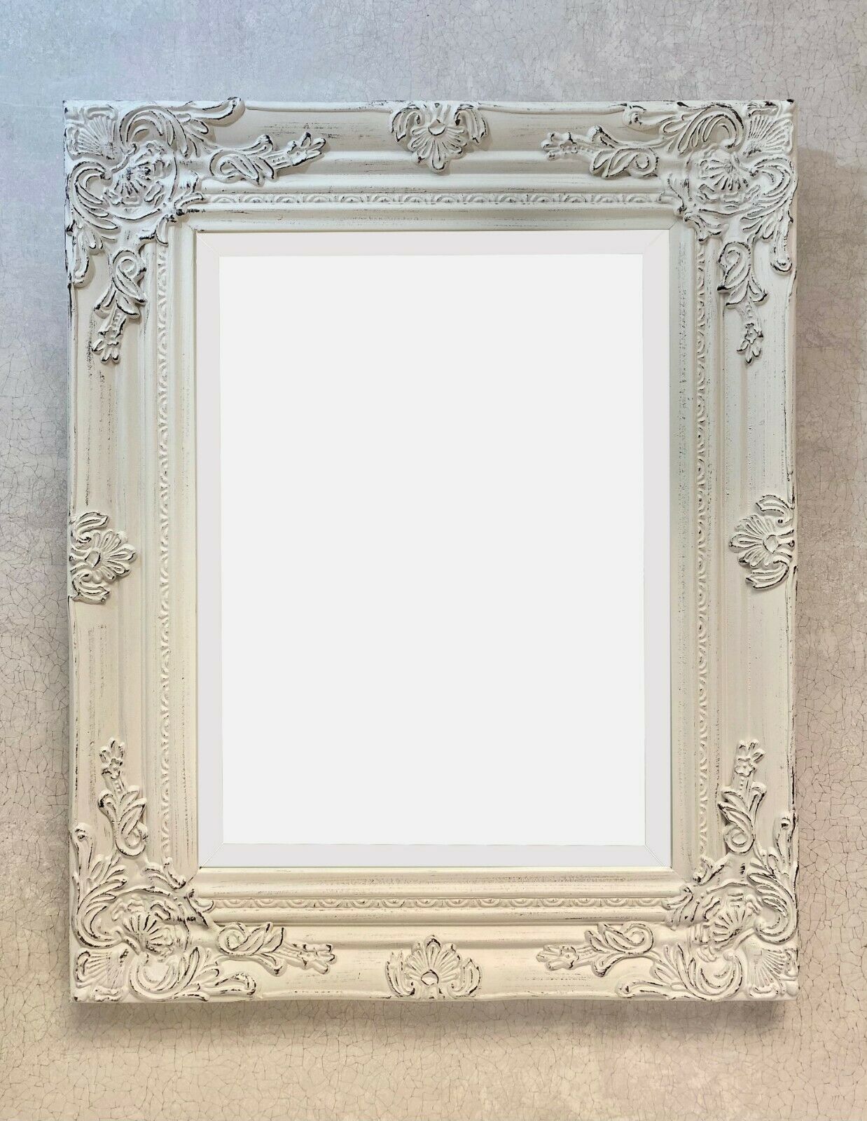 ANTIQUE WHITE MIRROR BEST SELLING ORNATE STYLE WALL MIRROR Size 53 x 43cm