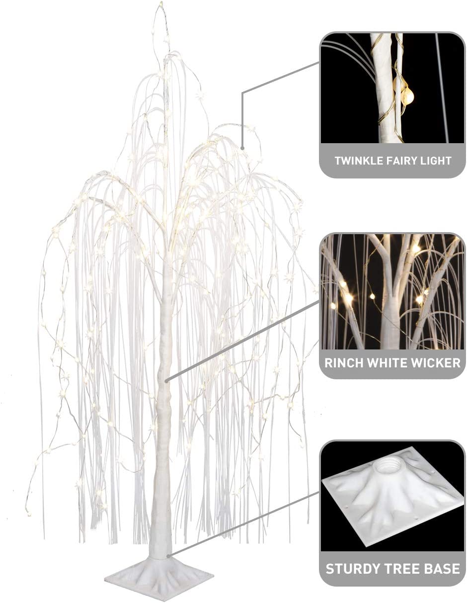 4FT 180LED White Willow Tree Light with Fairy Lights Warm White