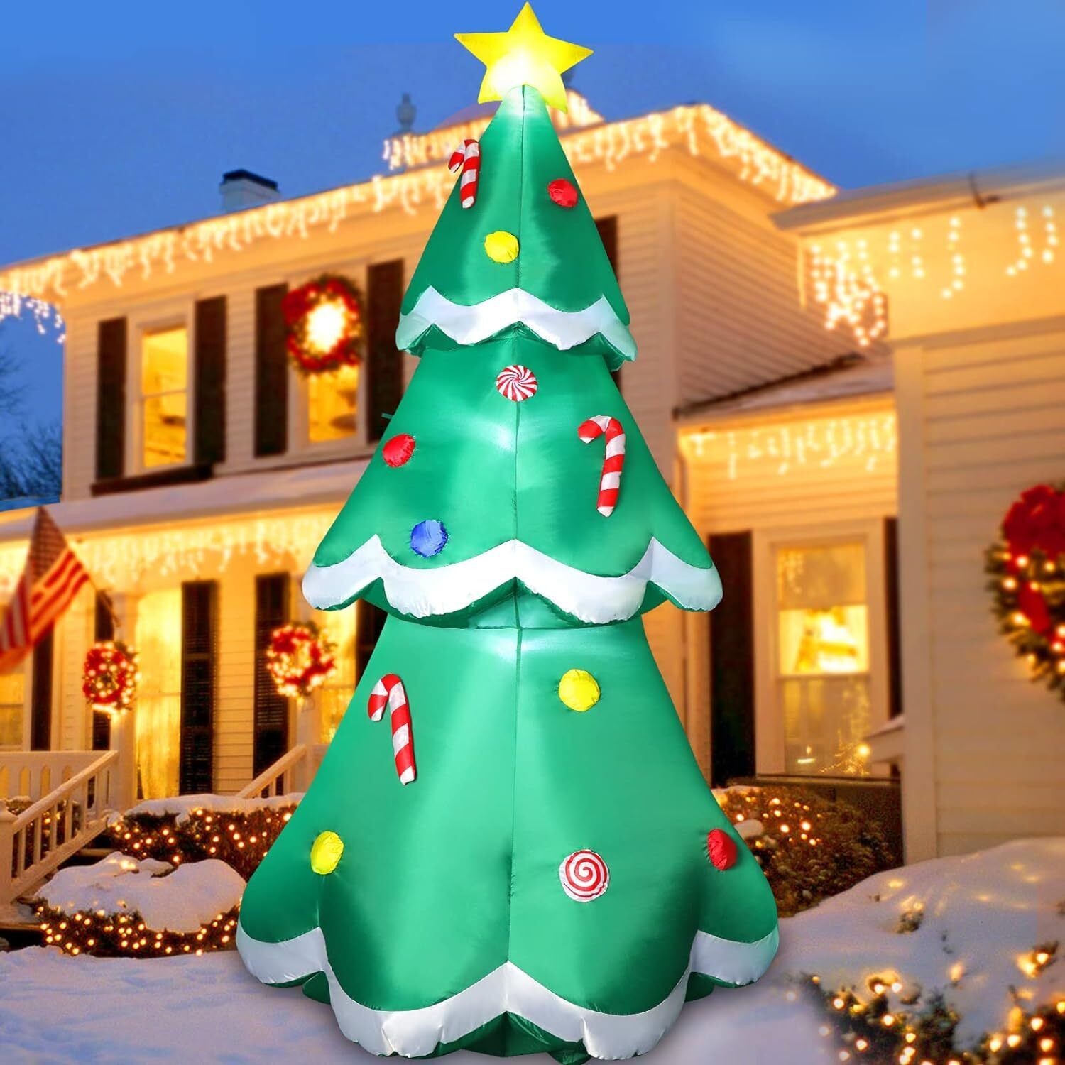 7FT Inflatable Christmas Tree LED Lights Blow up Outdoor Yard Party Decoration