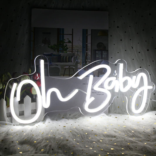 Neon "Oh Baby" Sign 42cm x 18cm