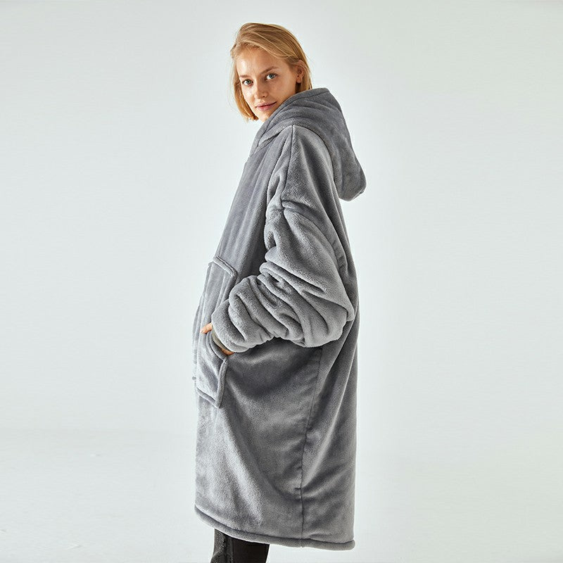 Premium Super Wide Loose Cozy Oversized Wearable Hoodie Sweatshirt Blanket for Adults Men Women - Grey