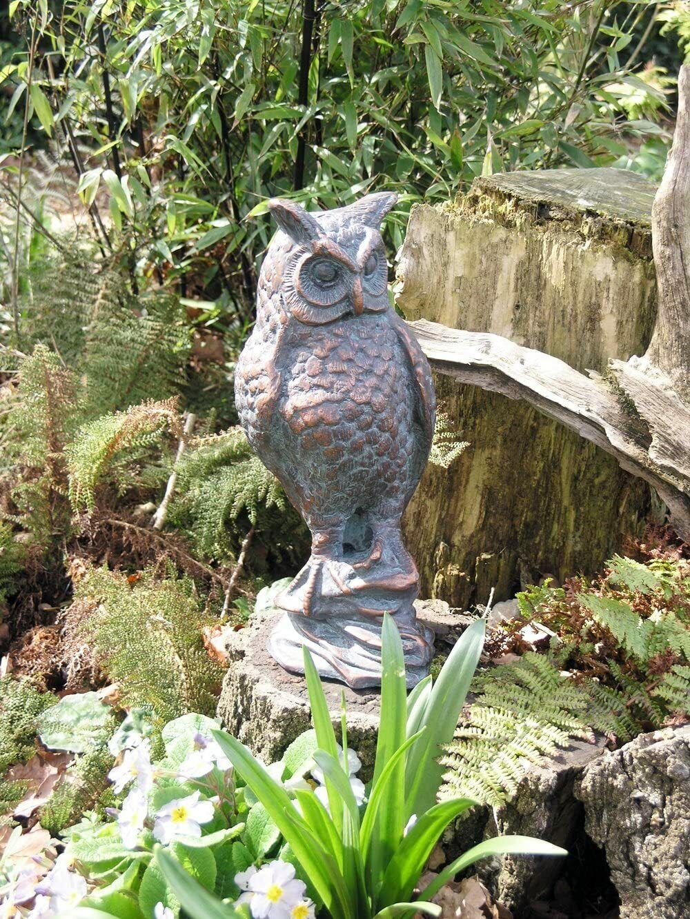 Cast Iron Long Eared Owl hand finished with an Antique Verde Bronze Finish