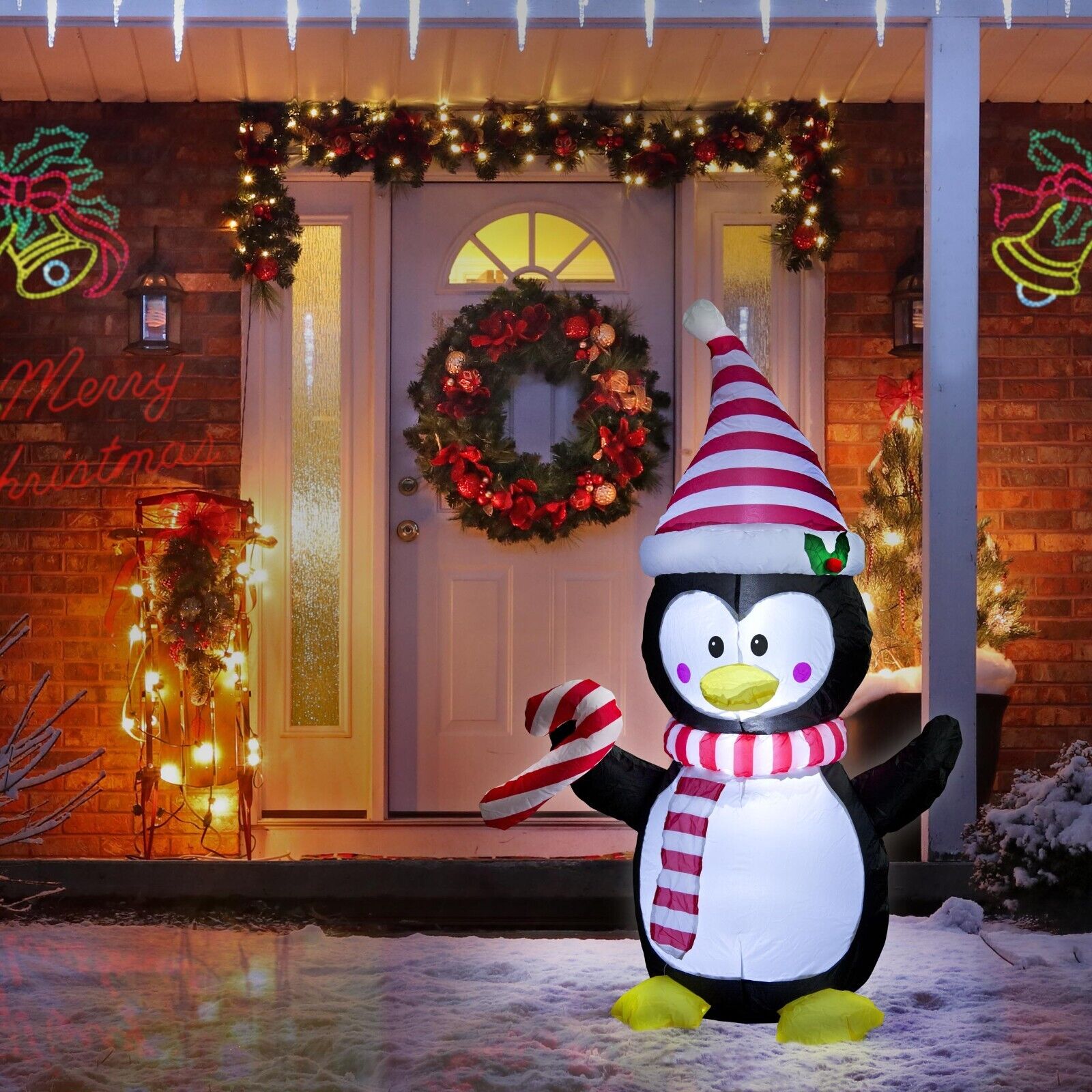 4FT Christmas Inflatable Penguin Xmas Yard Garden Outdoor Decos w LED Lights