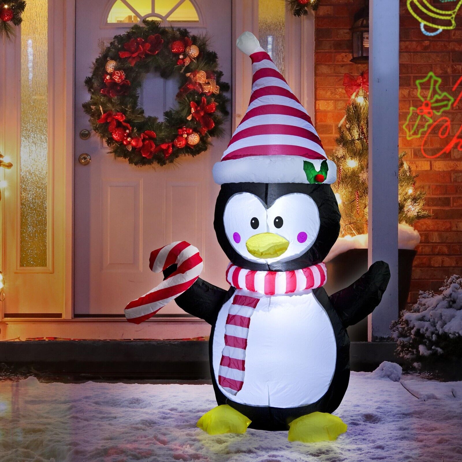 4FT Christmas Inflatable Penguin Xmas Yard Garden Outdoor Decos w LED Lights