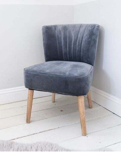 Velvet Accent Chair Occasional Seat Modern Bedroom Office Retro Scandi Grey