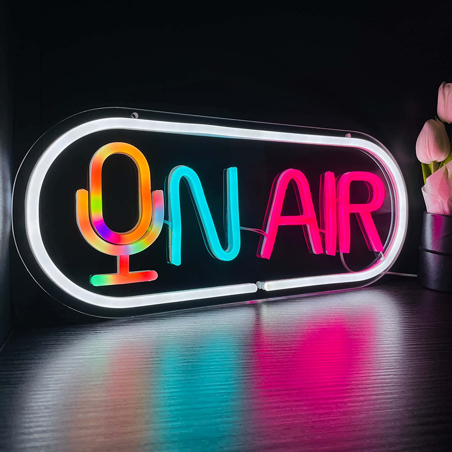 On Air Neon Sign Mic On Air Sign for Influencer Streamer Room Decor