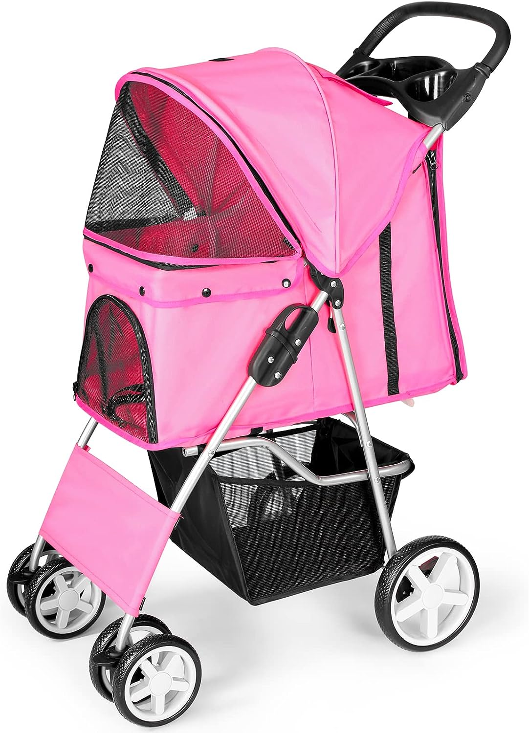 Brand new in original box 4-Wheel Pet Stroller Pink colour Zip in front secured