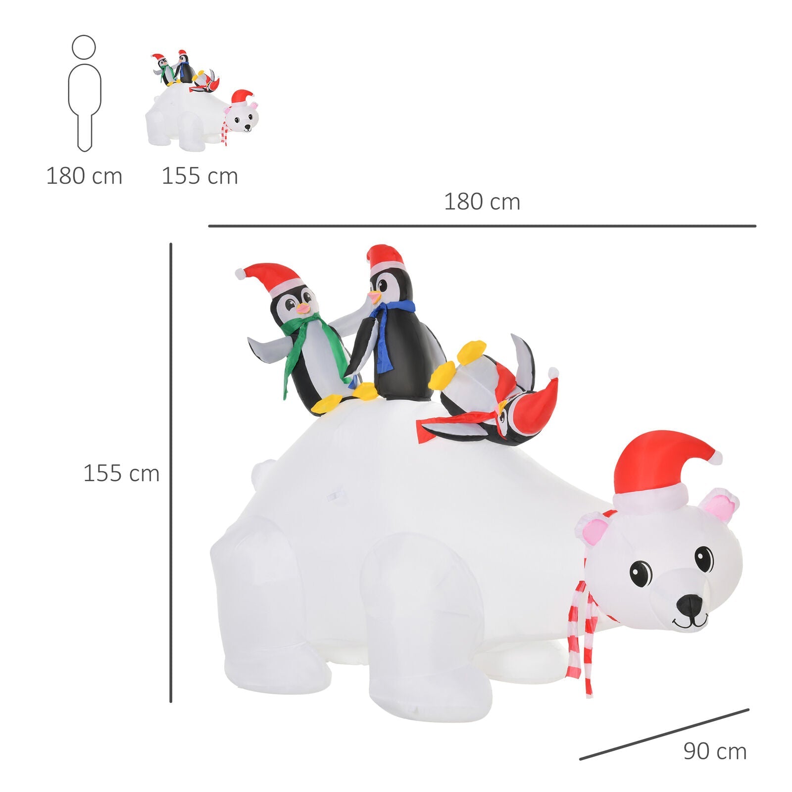 5ft Christmas Inflatable Polar Bear Penguin Lighted for Home Indoor Outdoor