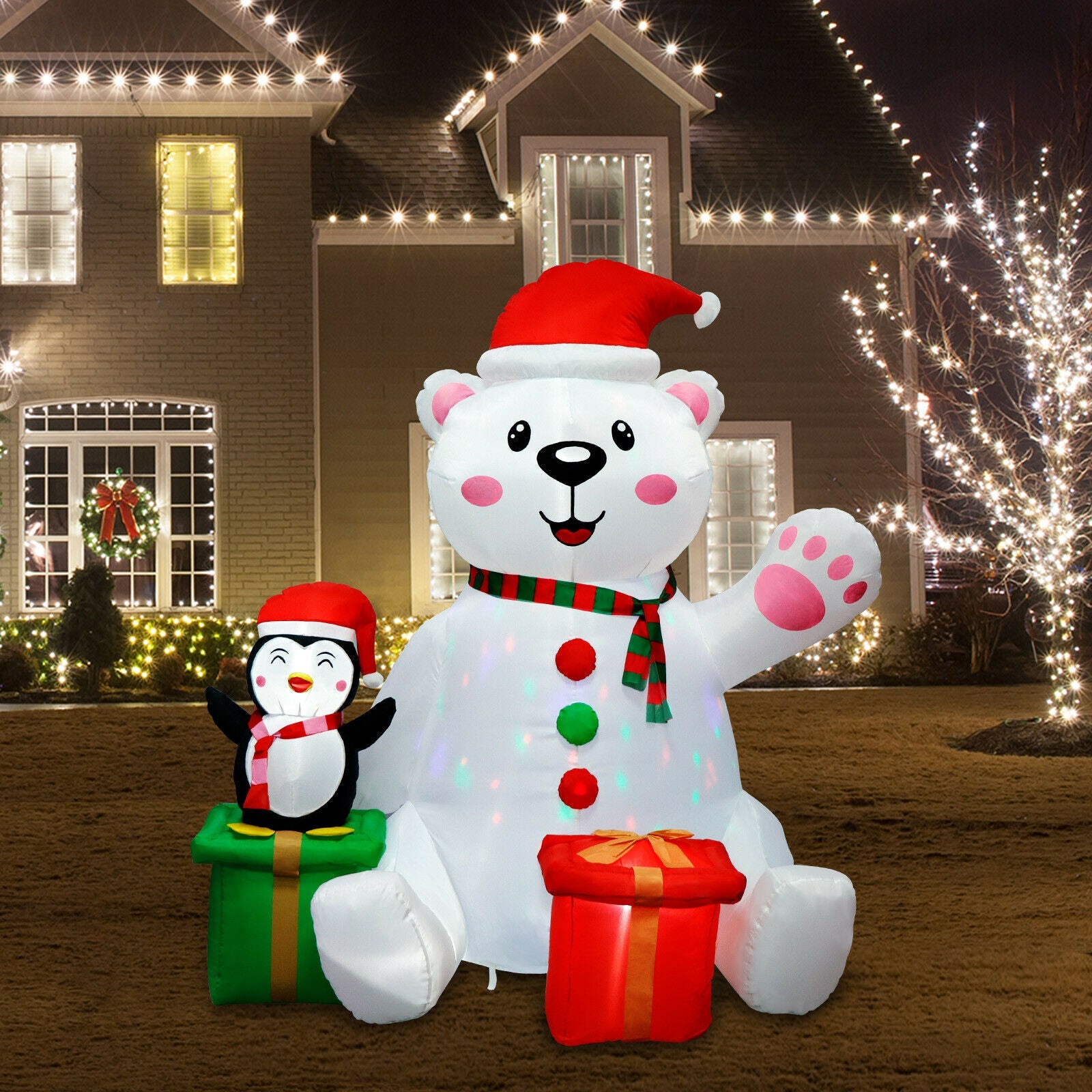 6FT Christmas Inflatable Polar Bear with LED Light