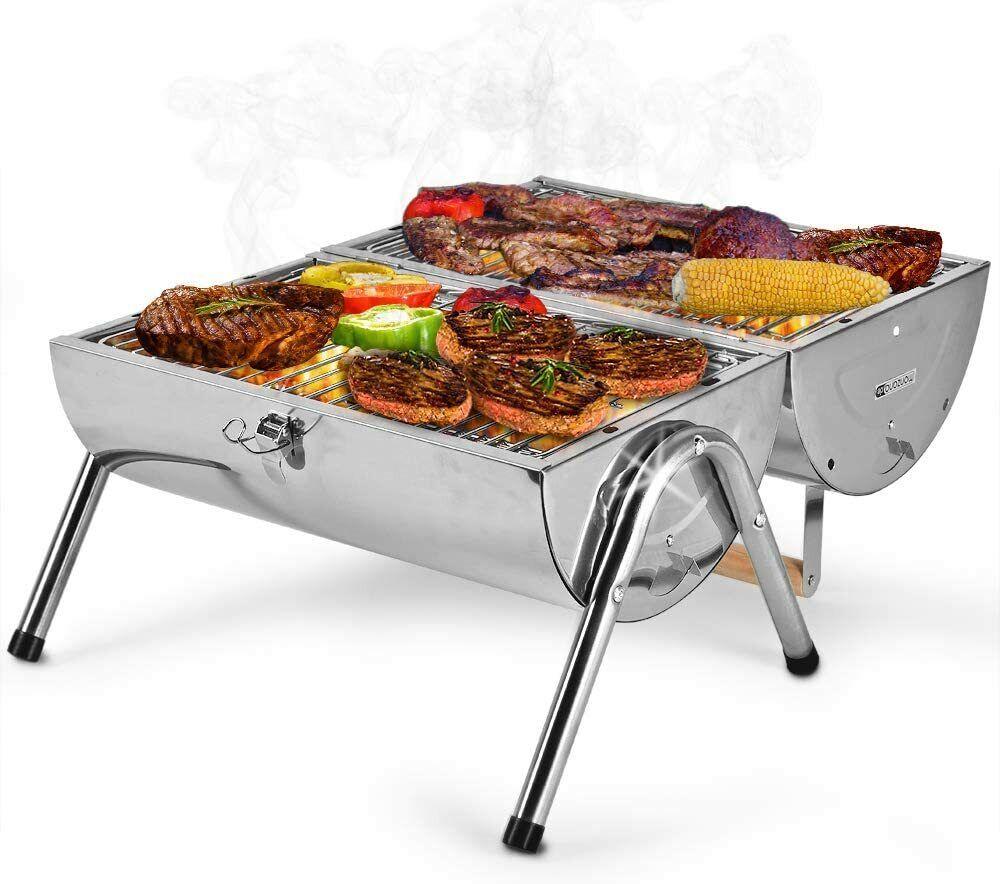 Portable BBQ Barrel Garden Outdoor Grill Brazier Camping Griddle Barbeque Fold