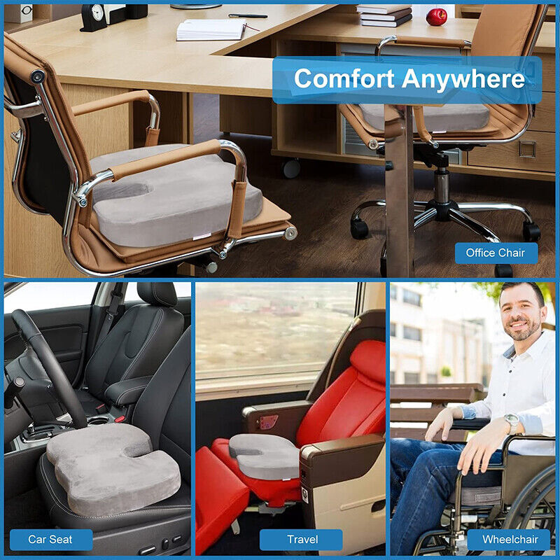 Memory Foam Seat Cushion Pillow Coccyx Back Pain Relief Car Office Chair Pad