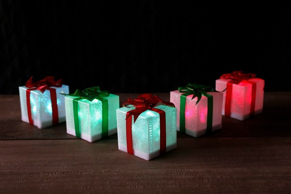 5pc LED Christmas Present Box Lights Parcel Gift Decoration Xmas Festive Home