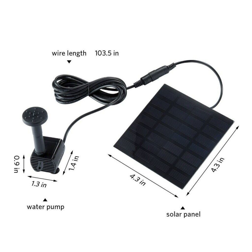 Solar Panel Powered Water Feature Pump Garden Pool Pond Aquarium Fountain 200L/H