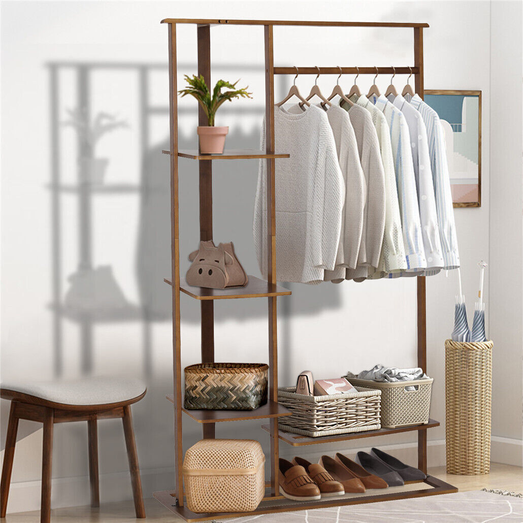 Industrial Vintage Clothes Rail Garment Rack Open Display Shelf Spacious Storage