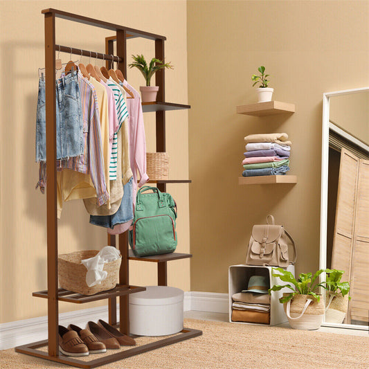 Industrial Vintage Clothes Rail Garment Rack Open Display Shelf Spacious Storage