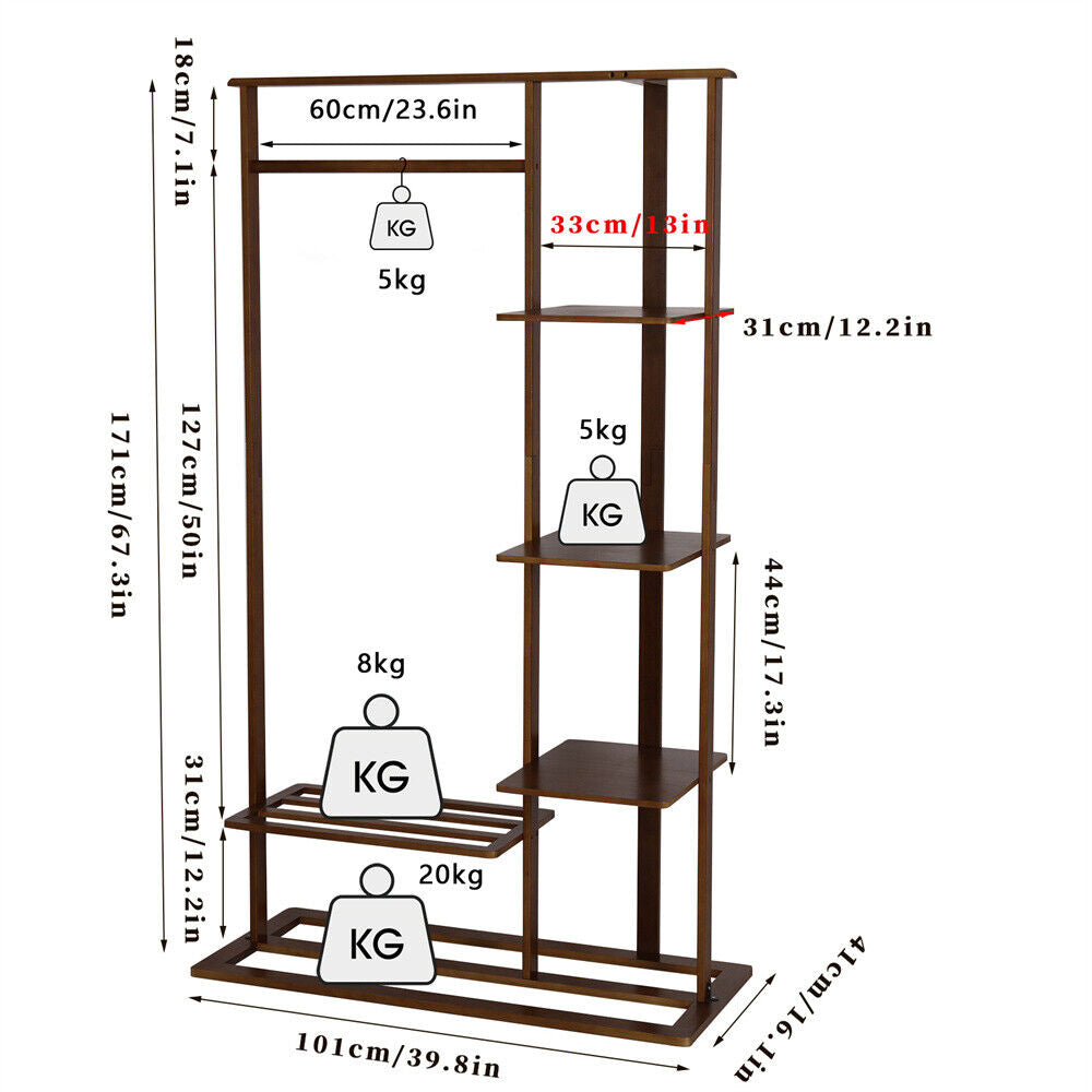 Industrial Vintage Clothes Rail Garment Rack Open Display Shelf Spacious Storage