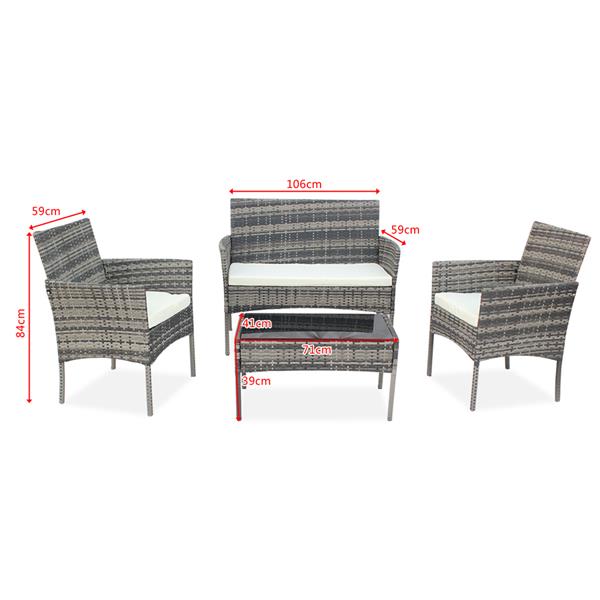 Rattan Garden Furniture Set 4 Piece Outdoor Sofa Table Chairs