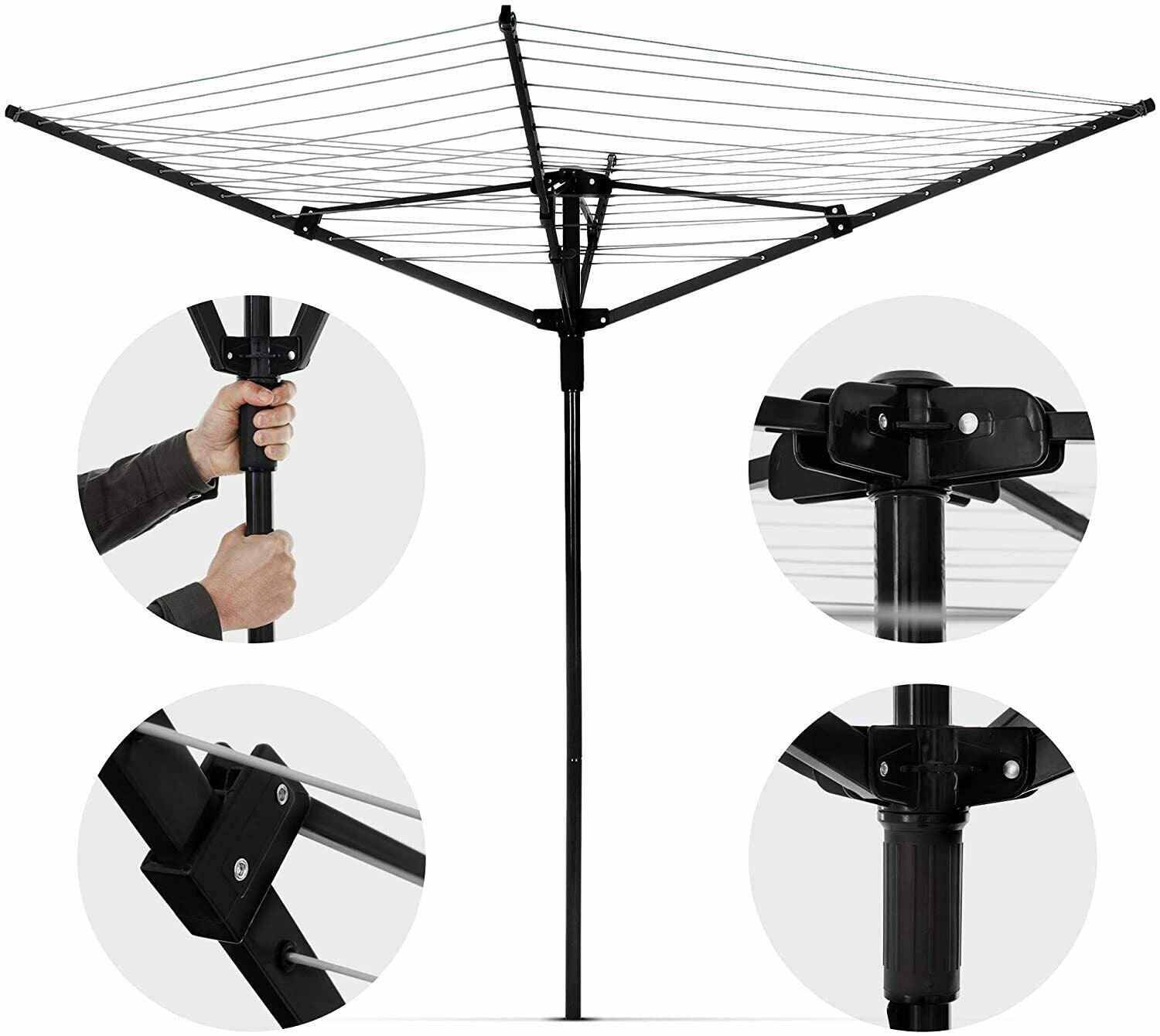 Rotary Airer 4 Arm Clothes Garden Washing Line Dryer 50m Folding Outdoor