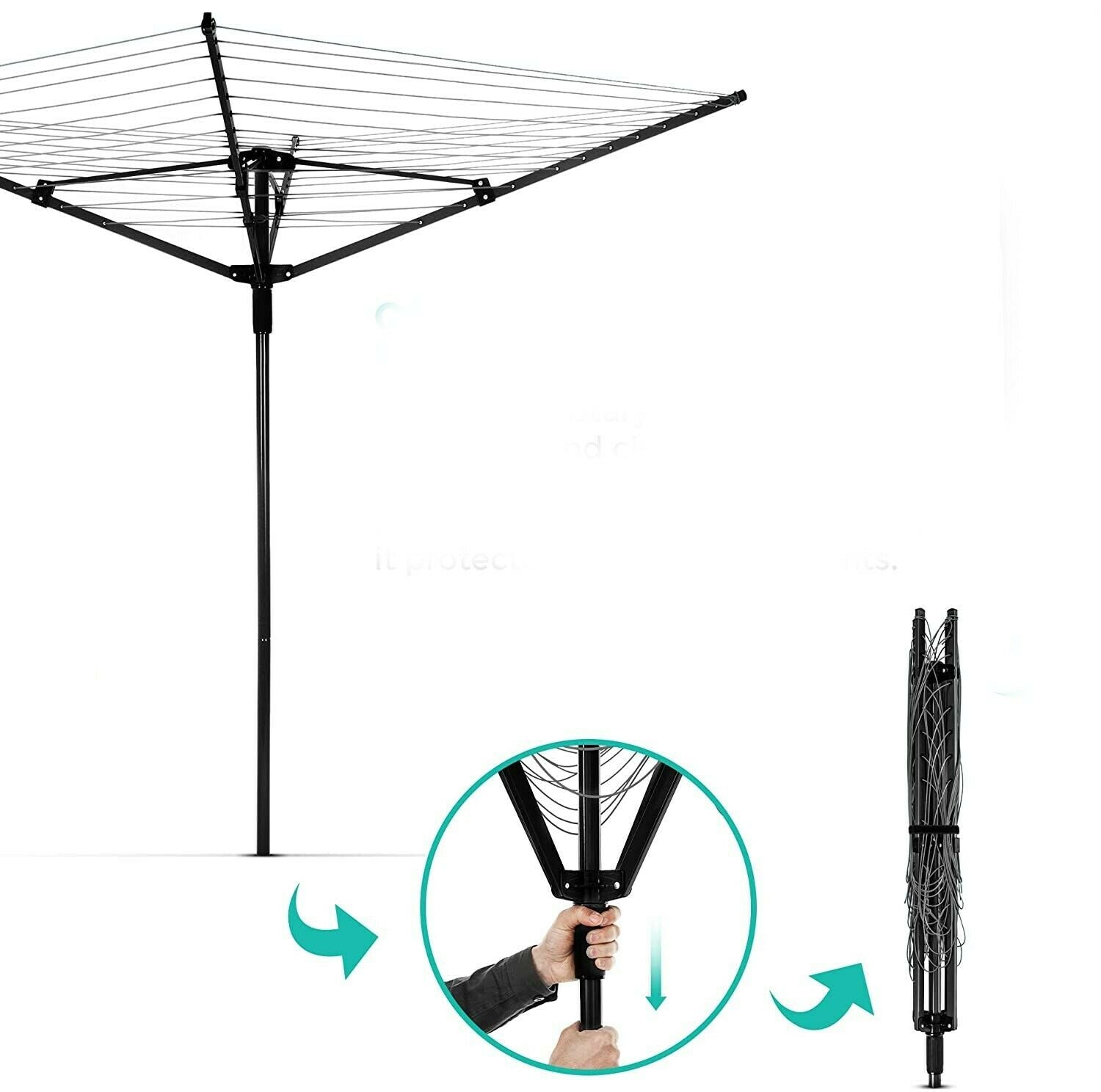 Rotary Airer 4 Arm Clothes Garden Washing Line Dryer 50m Folding Outdoor