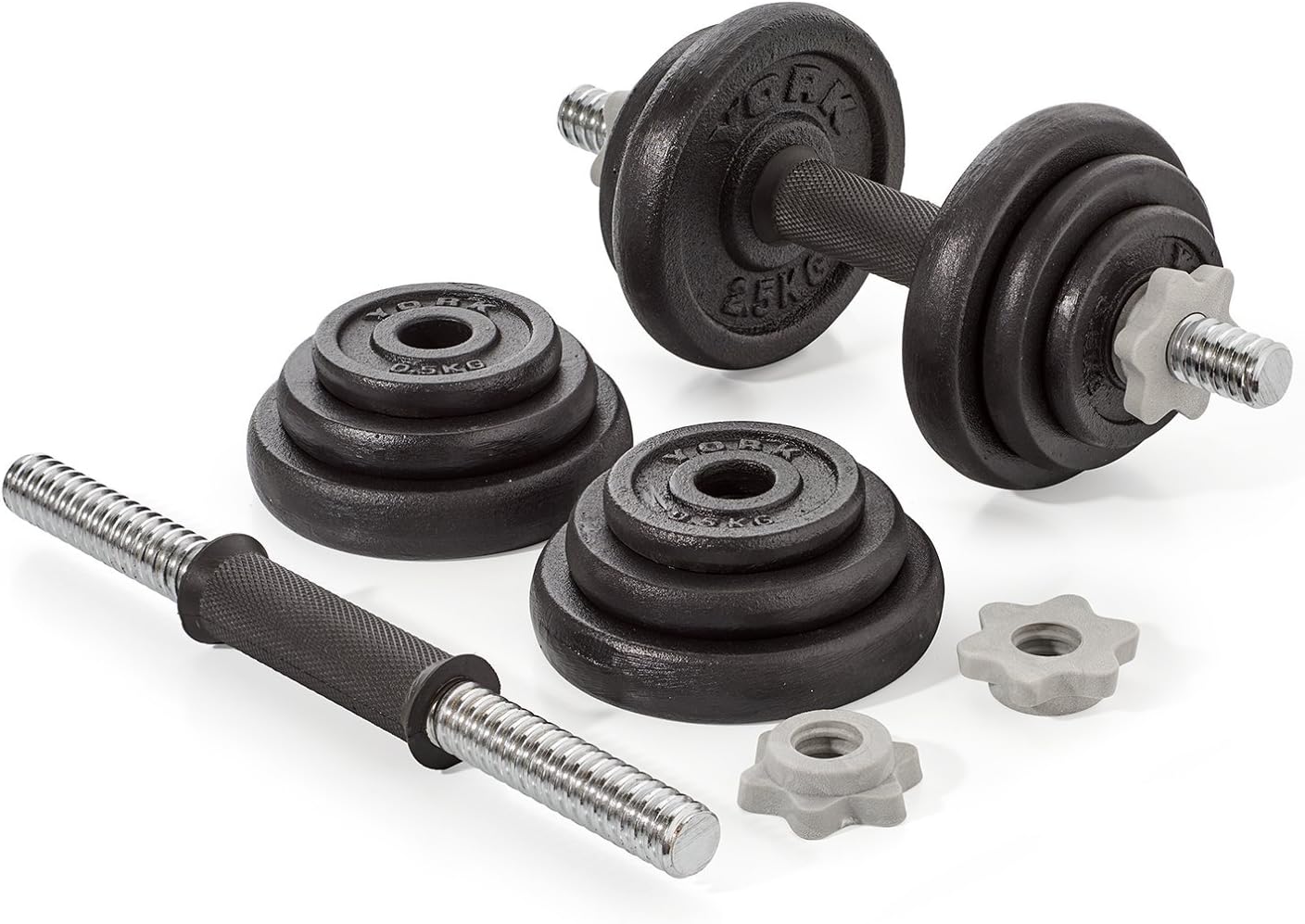 20 kg Cast Iron Spinlock Dumbbell - Adjustable Hand Weights Set (Pack of 2) - Black