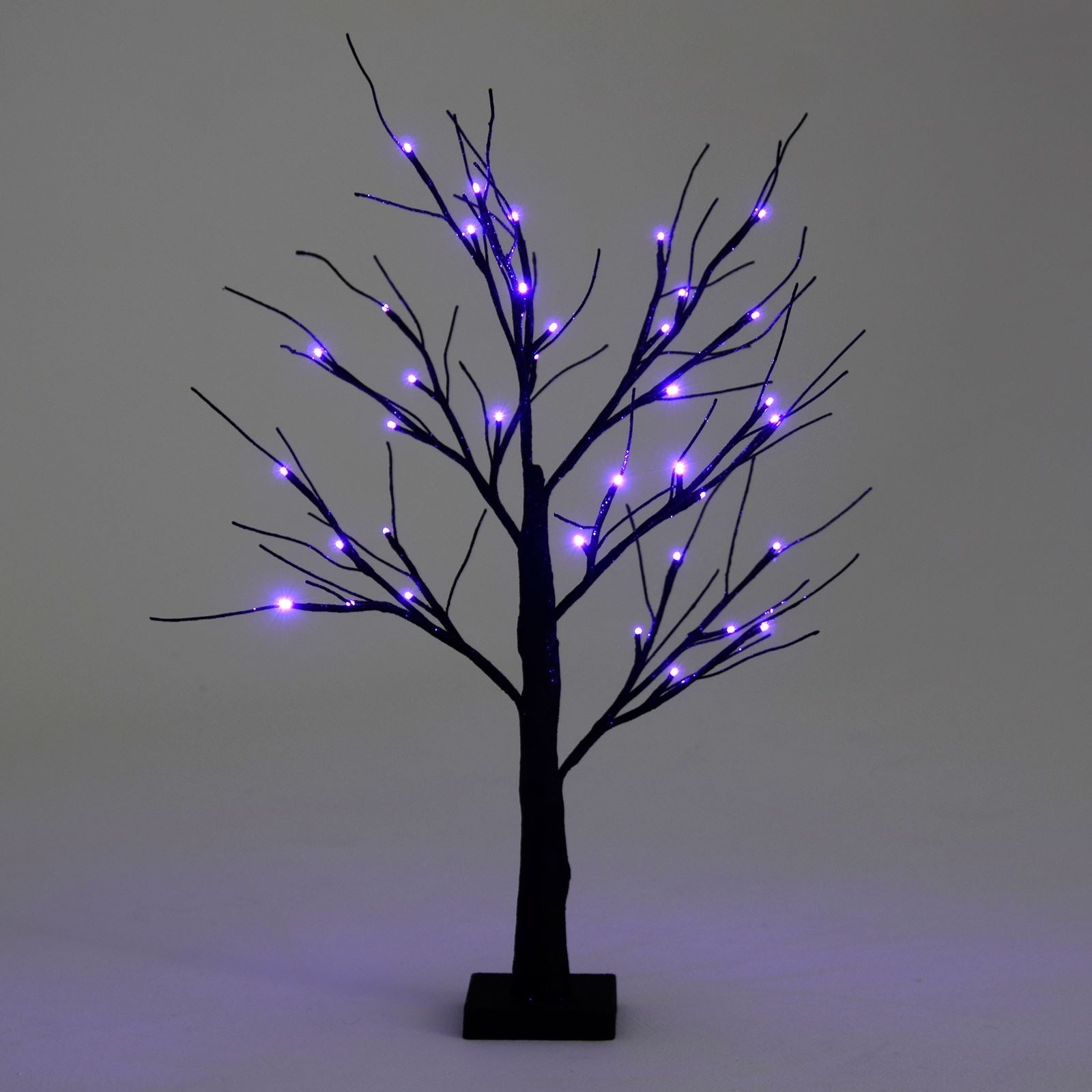 60cm Black Glitter Mini Halloween Twig Tree Lamp Decoration With LED Lights