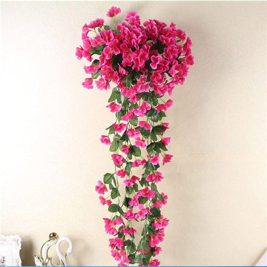 Artificial Wisteria Basket Vine Rose Red Artificial Hanging Flowers Fake /Artificial Flowers for Garden Wall Fence Wedding Balcony Outdoor Inside Home Door Decoration