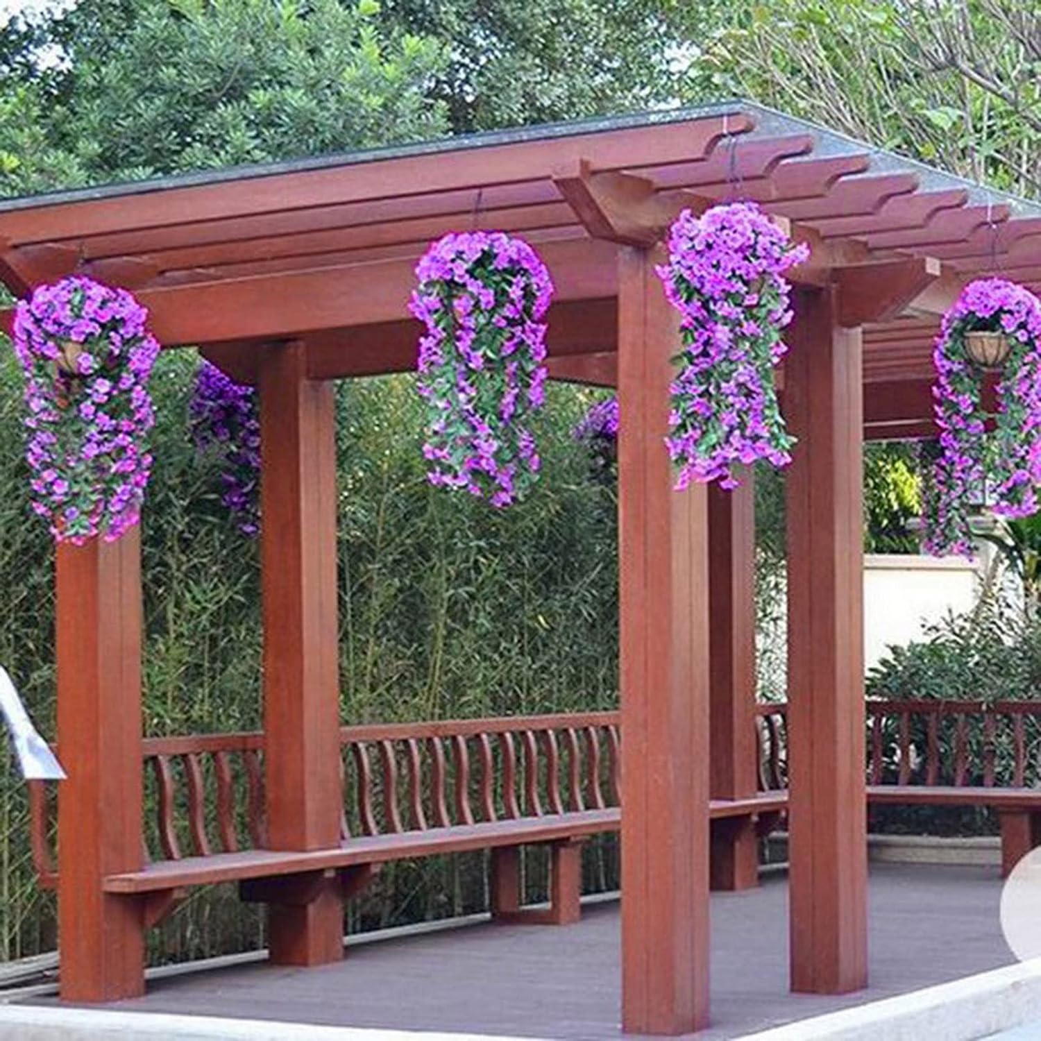 Artificial Wisteria Basket Vine Purple Artificial Hanging Flowers Fake /Artificial Flowers for Garden Wall Fence Wedding Balcony Outdoor Inside Home Door Decoration