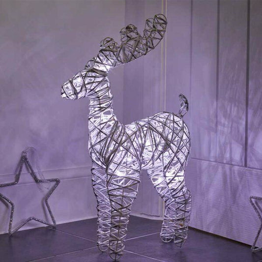 Christmas LED Reindeer Decoration Light Up Stag Rattan Metal Statue Xmas Decor