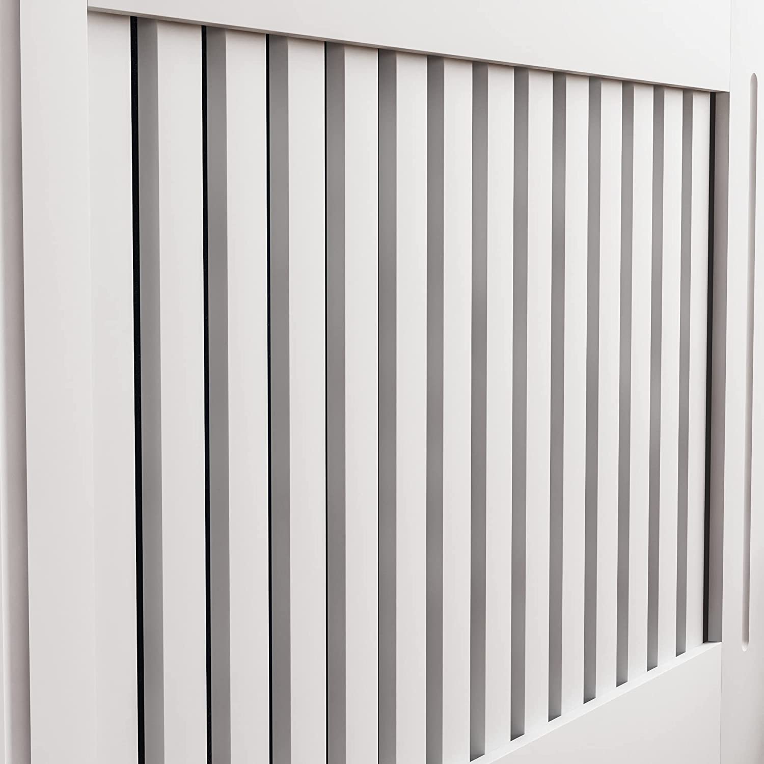 Chelsea Radiator Cover Modern Slatted Grill Slats White Painted MDF Cabinet, Medium