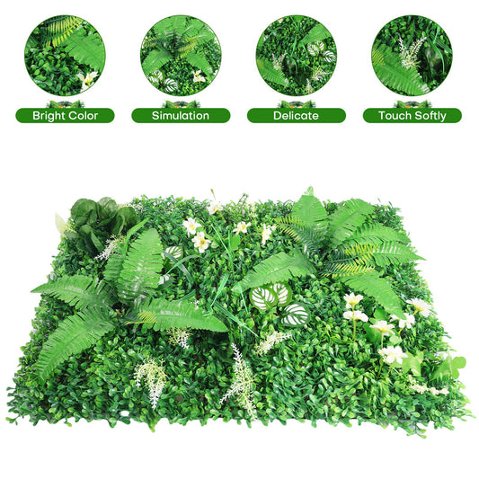 Artificial Plant Wall Mat Fence Greenery Panel Decor Foliage Hedge Grass 60x40cm Pack of 2