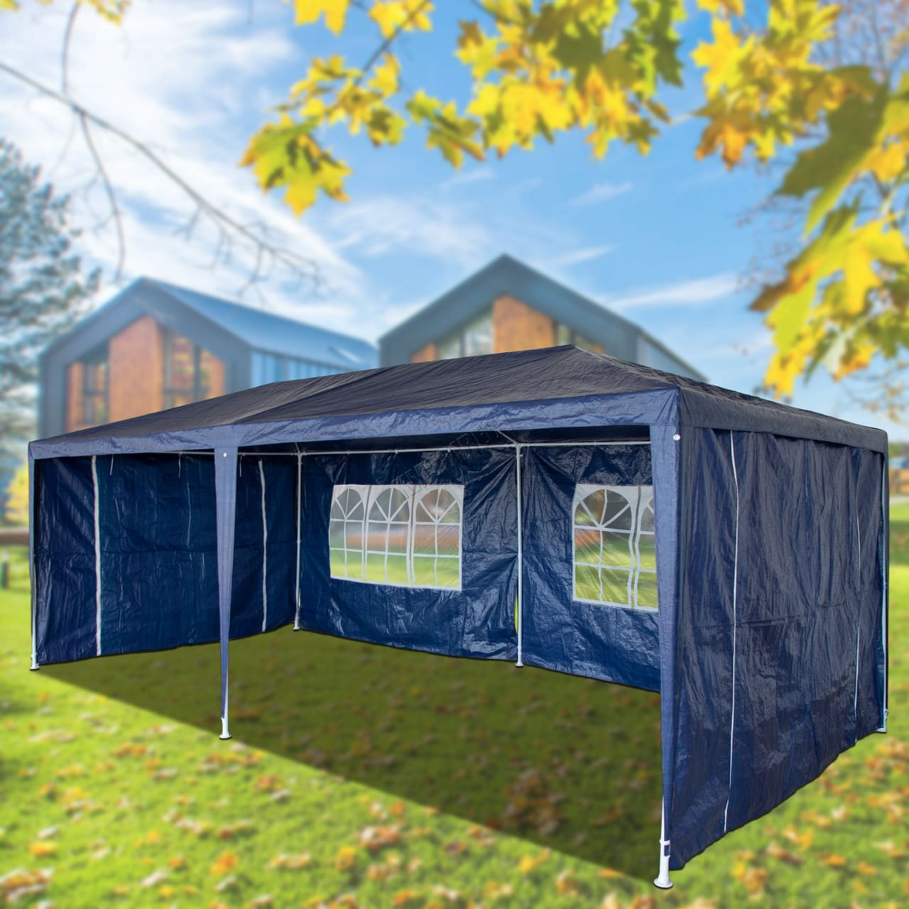 3x6m Garden PE Gazebo Party Wedding Camping Tent With 6 Walls Canopy