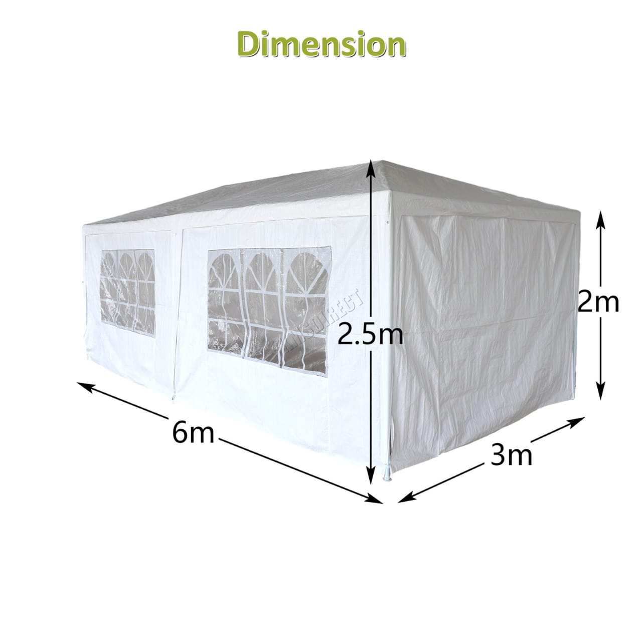 3x6m Garden PE Gazebo Party Wedding Camping Tent With 6 Walls Canopy