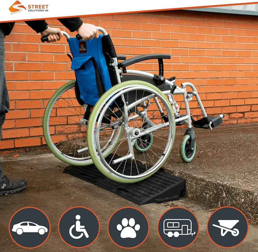 Driveway Kerb Ramp, Heavy Duty Rubber Ramps Perfect for Pavements, Low Cars, Kerb Ramps for Motorhome, Truck, Shed Ramps, Pets & Wheelchair Threshold Ramp