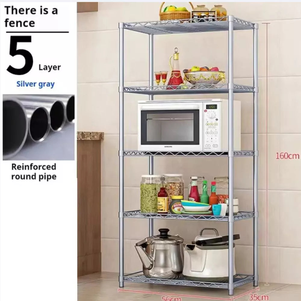 5 Tier Silver Metal Storage Rack Shelving Wire Shelf Kitchen Office Unit Stand