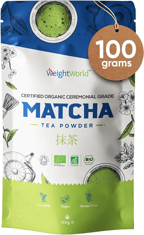 Organic Ceremonial Matcha Green Tea Powder - 100g of Pure Vegan and Soil Certified Matcha