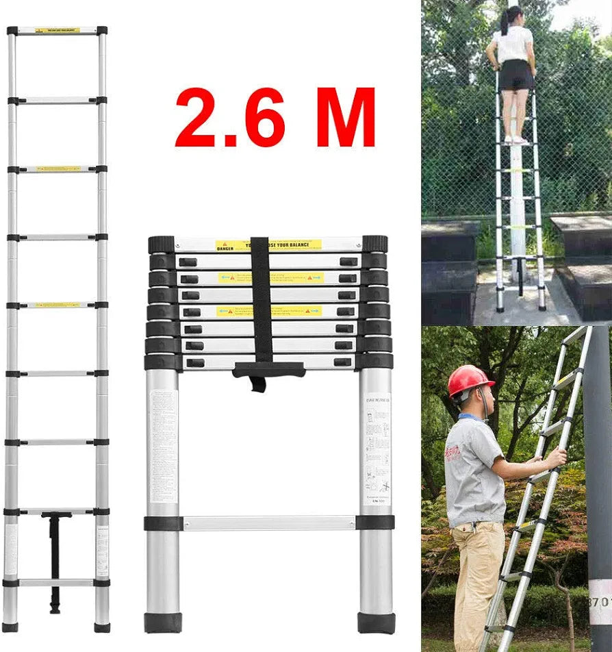 Multi-Purpose Extendable Aluminum Ladders, Folding Telescoping Ladder Extendable Portable Loft Ladder Foldable Ladder