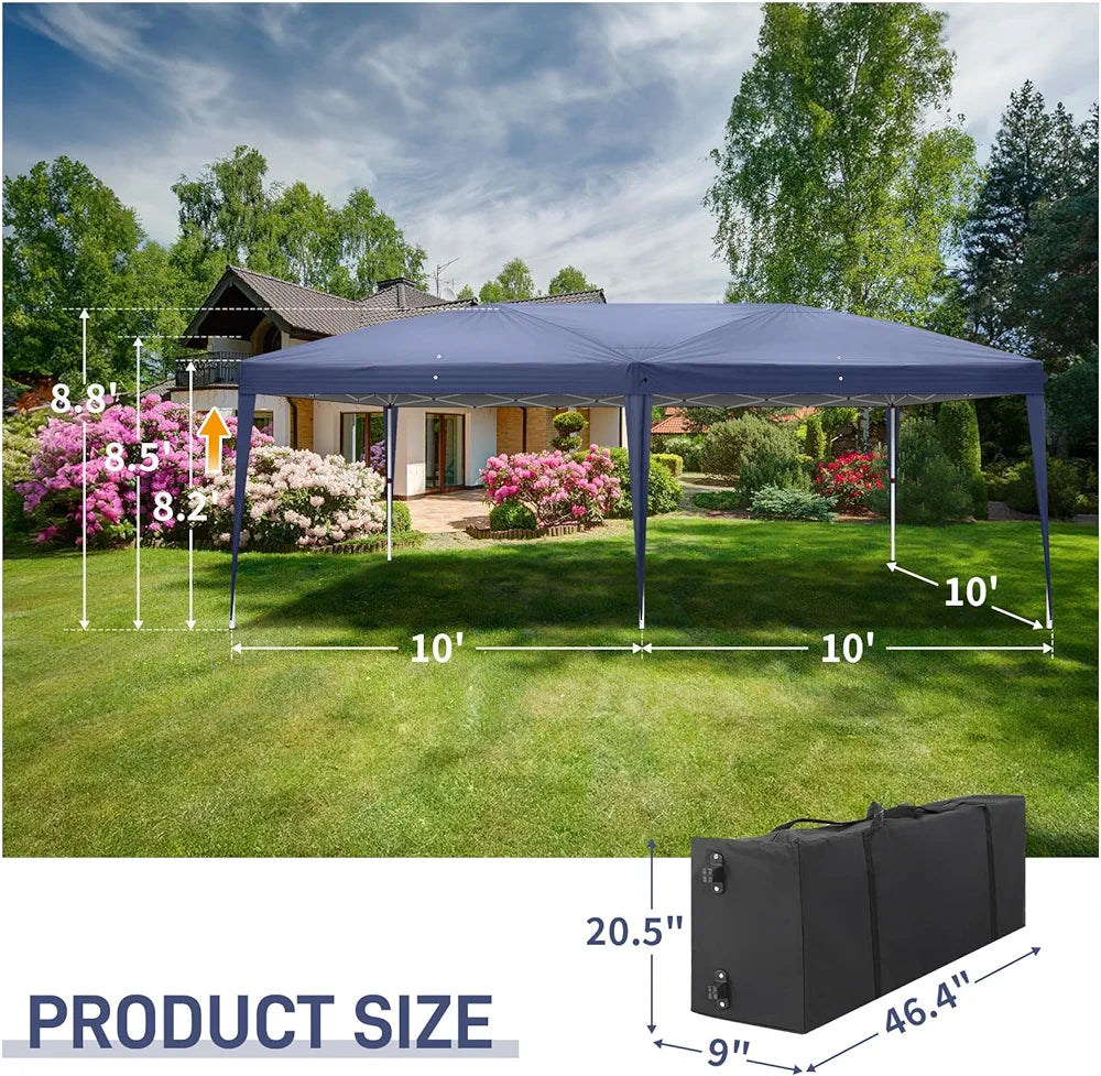 3x6m Pop Up Gazebo with Sides Event Shelter with Wheeled Bag, Instant Outdoor Canopy Folding Garden Gazebo Party Tent