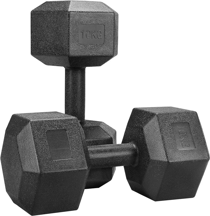 Dumbbells Set Arm Hand Weight Dumbbell Hexagon Dumbbell for Strength Training Home Workout Aerobic Pair (10kg each)