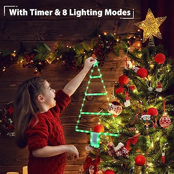 Christmas Lights - 2ft LED Ladder Christmas Lights with Timer, 8 Modes, Waterproof Ladder Christmas Tree Lights for Outdoor Indoor