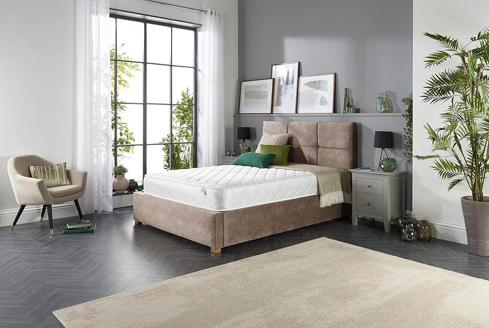 Aspire Beds Double Comfort Layers & AC Aspire-Cool Touch Diamond Tile Sleep Surface Foam Free Bonnell Sprung Value Mattress, White Border