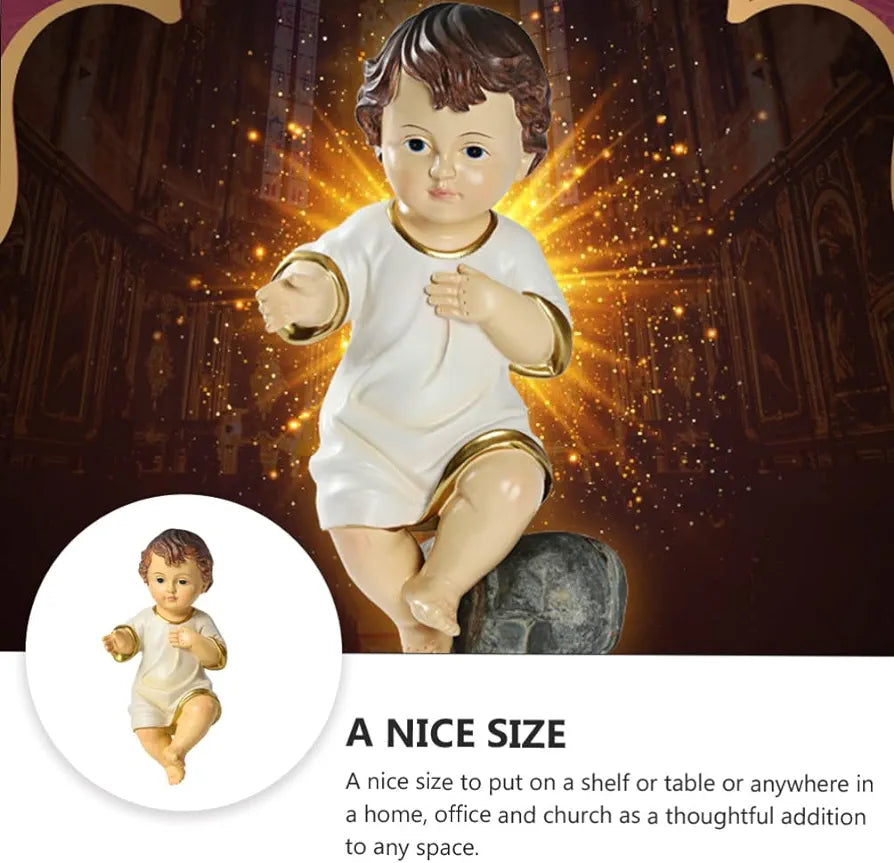 Resin Baby Jesus Figurine Jesus Baby Statue Ornament Religious Baby Resin Figurine Adornment Collectible Statue