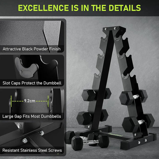 Dumbbell Rack Heavy Duty Steel 350kg/400kg Load Bearing, 5-Tier/6-Tier Weights Storage Dumbbell Stand, Dumbbell Tree Stand Weights Holder for Home Gym 2023 New Version