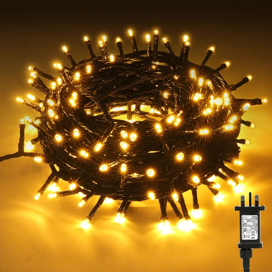 20m 200 LED Christmas Tree Lights, 8 Modes Outdoor Fairy Lights Plug in, Waterproof Outdoor String Lights Mains Powered for Christmas Decoration