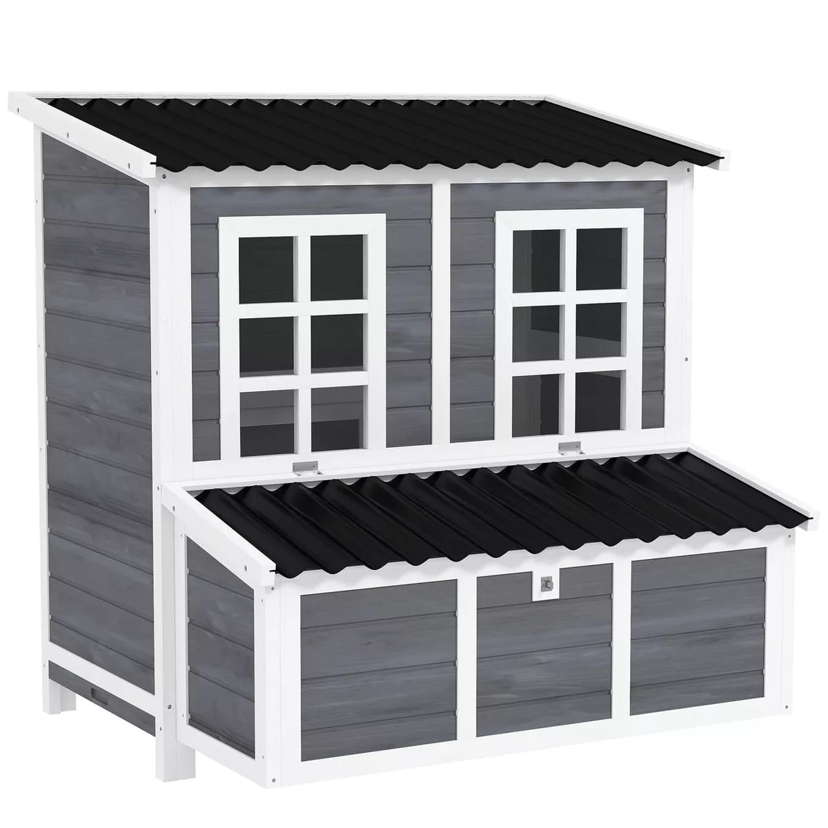 Wooden Chicken Coop, Hen House with Nesting Box, 100 x 86 x 100cm, Light Grey