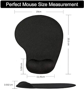 Mouse Mat BLACK ANTI-SLIP COMFORT MOUSE PAD MAT WITH GEL FOAM REST WRIST SUPPORT FOR PC LAPTOP