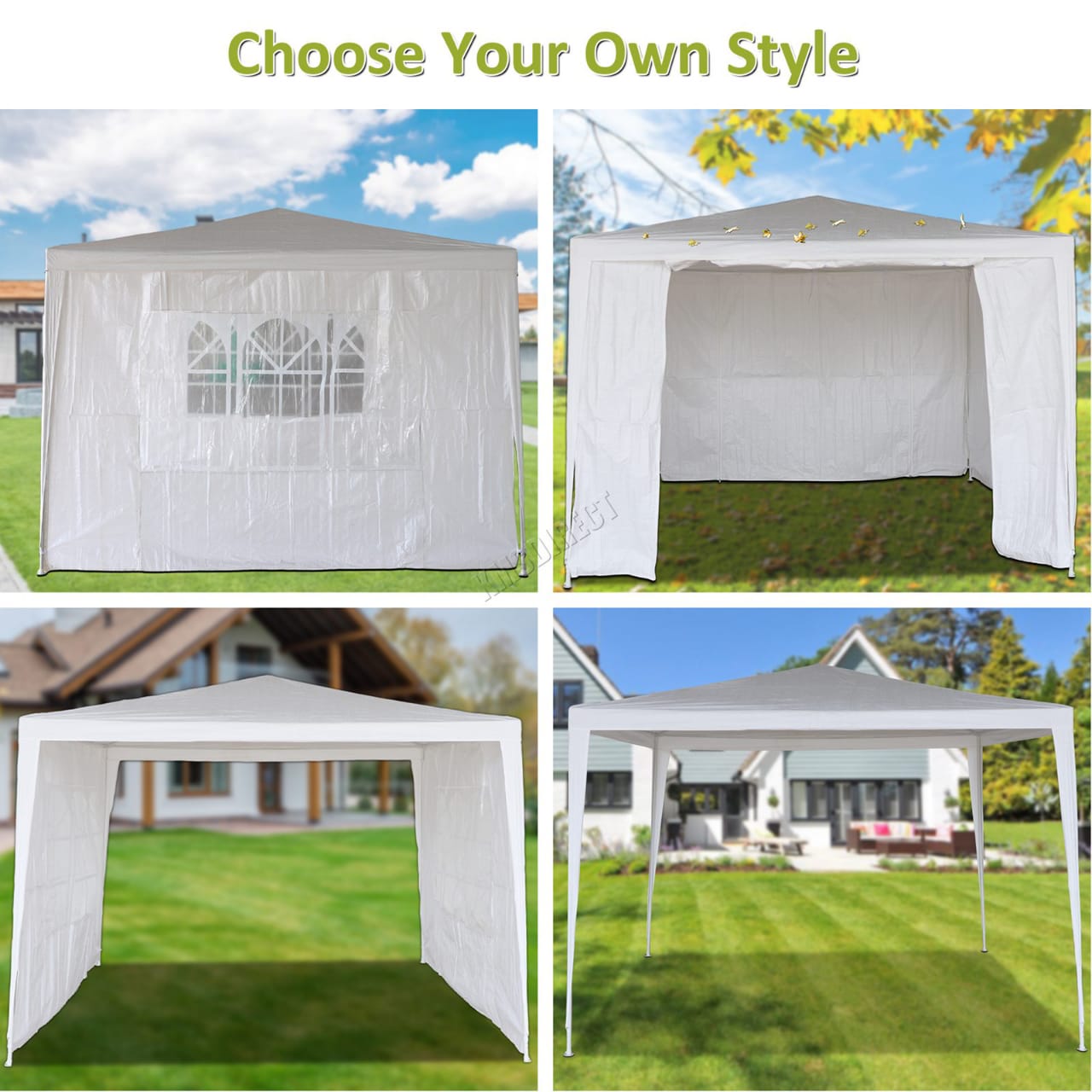 3x6m Garden PE Gazebo Party Wedding Camping Tent With 6 Walls Canopy