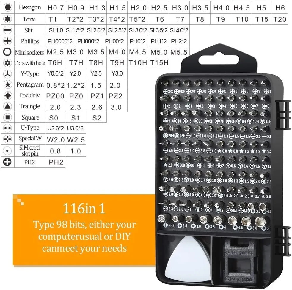 117 in 1 Magnetic Precision Screwdriver Set Computer Pc Phone Repair Tool Kit UK